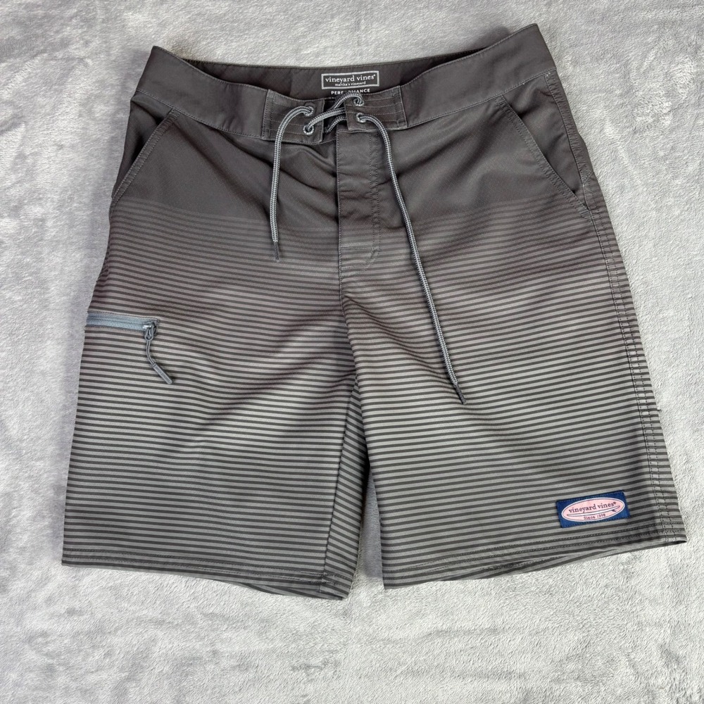 Vineyard Vines‎ Board Shorts Mens 30 Charcoal Grey Striped Performance 1M000057